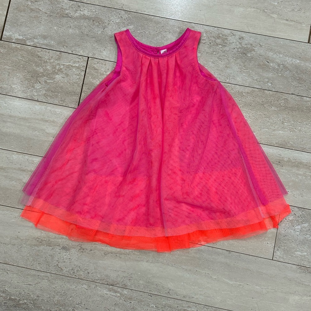 Cherokee Pink and Orange Layered Tulle Casual Dress